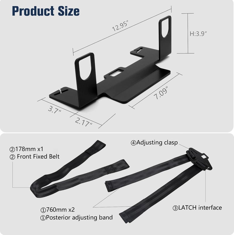 JHKLS ISOFIX Universal Car Seat Mount Bracket, Child Safety Car Seat Latch Anchor Kit, Steel Seat Latch Interface Bracket for SUVs, MPVs, and Off-Road Vehicles, 330*145*104/110mm - Image 3